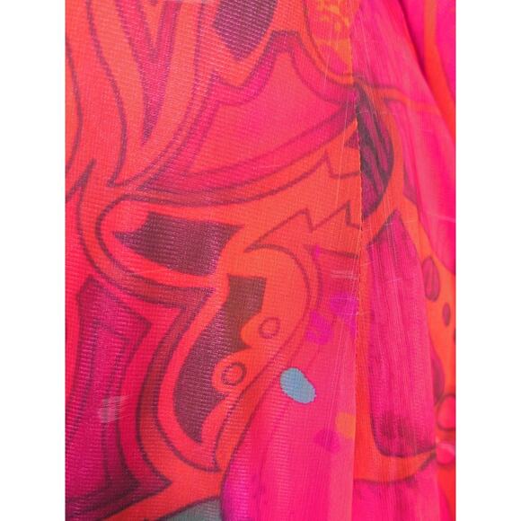 VTG Y2K Apple Bottoms Midi Skirt 3X Chiffon Psychedelic Maximalism Whimsy Ruffle - Picture 9 of 11
